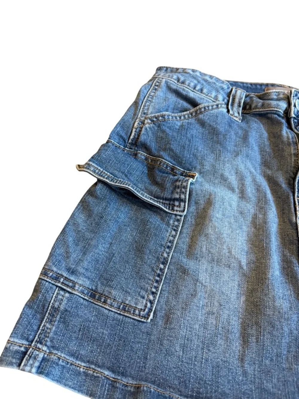 Just USA Denim Cargo Skirt Mini Length Cotton Blend Comfort Casual Size Medium